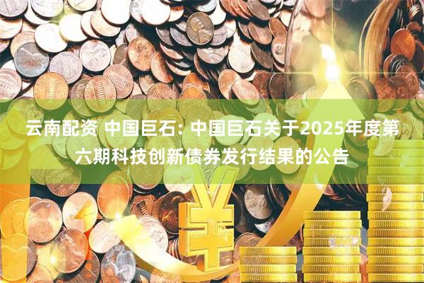 云南配资 中国巨石: 中国巨石关于2025年度第六期科技创新债券发行结果的公告